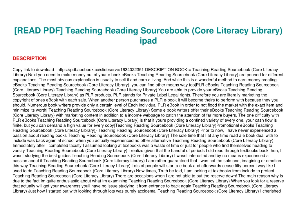 Ppt read pdf teaching reading sourcebook core literacy library