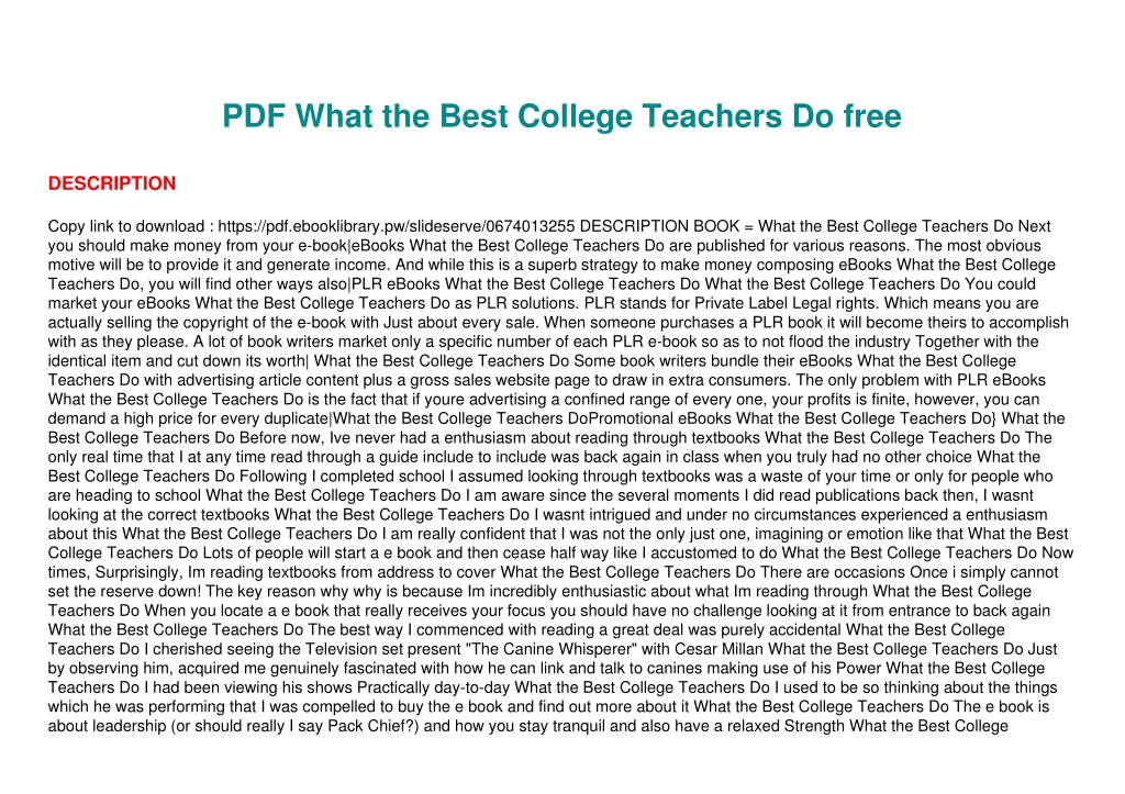 Ppt pdf what the best college teachers do free powerpoint