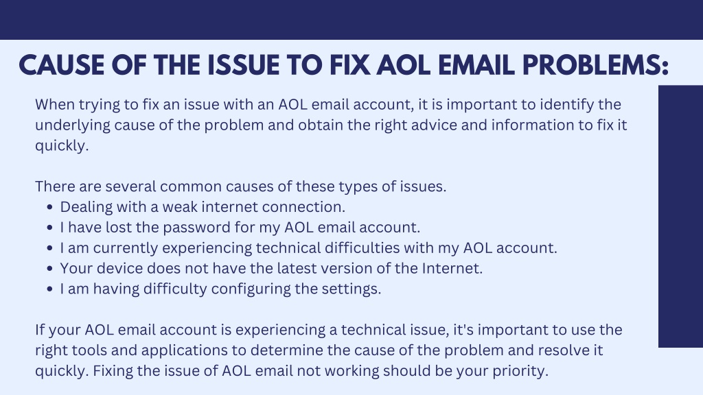 PPT AOL Email Not Working & How to Fix it? AOL Mail Problems 1