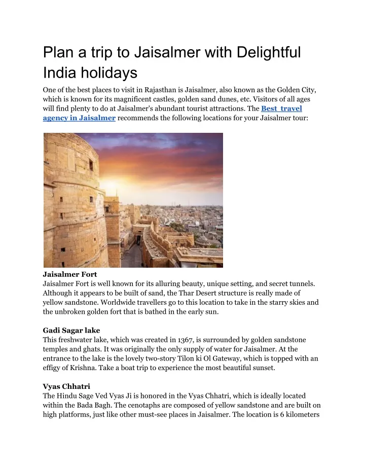 essay on trip to jaisalmer