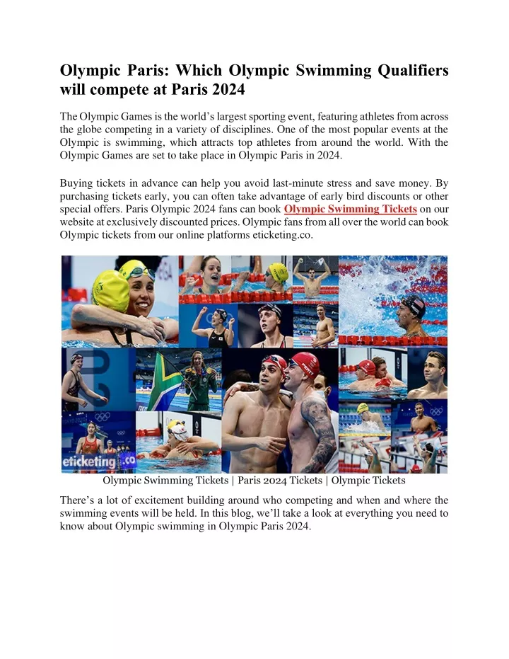 PPT Olympic Paris Which Olympic Swimming Qualifiers will compete at
