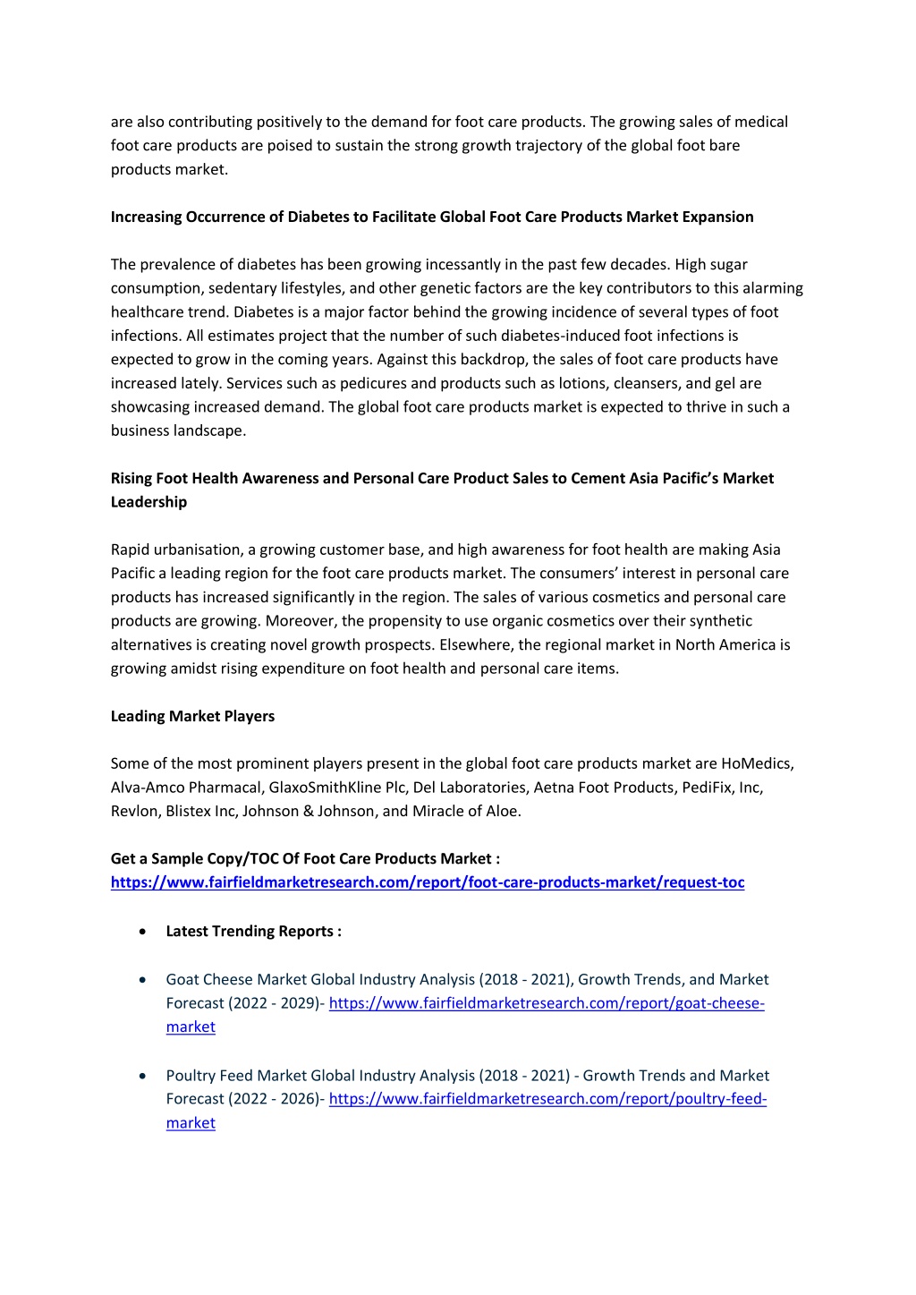PPT Foot Care Products Market PowerPoint Presentation, free download