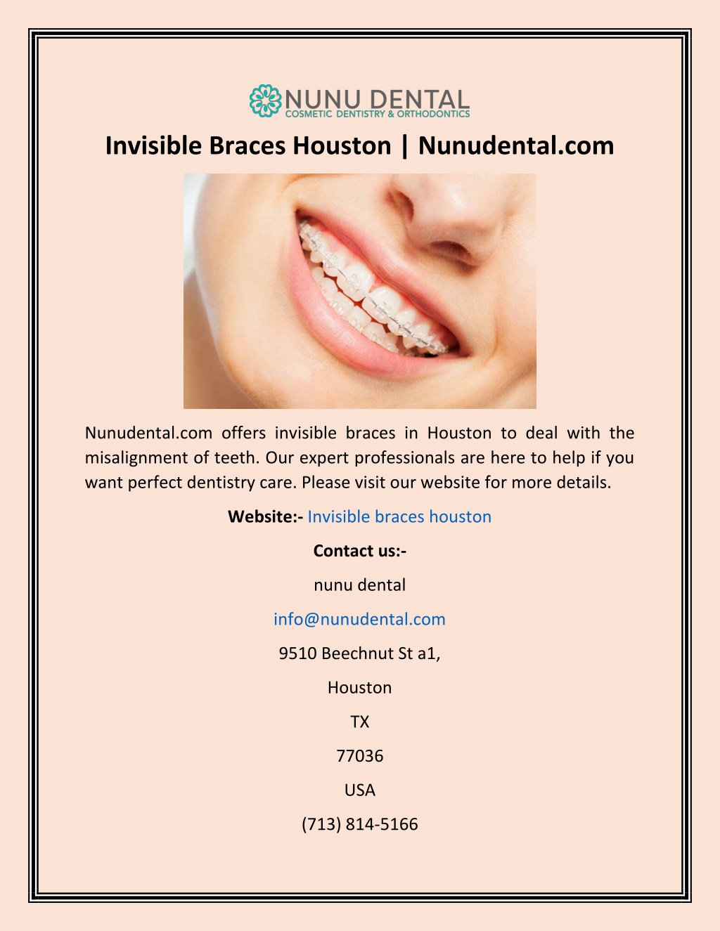 Ppt Invisible Braces Houston Nunudental Powerpoint Presentation Free