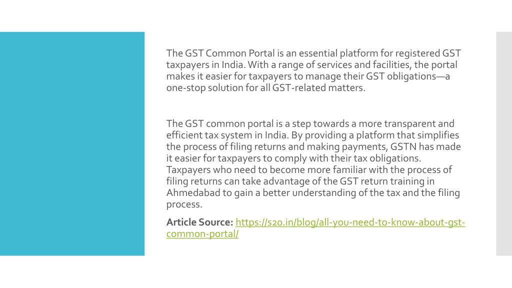 PPT All You Need to Know About GST Common Portal PowerPoint