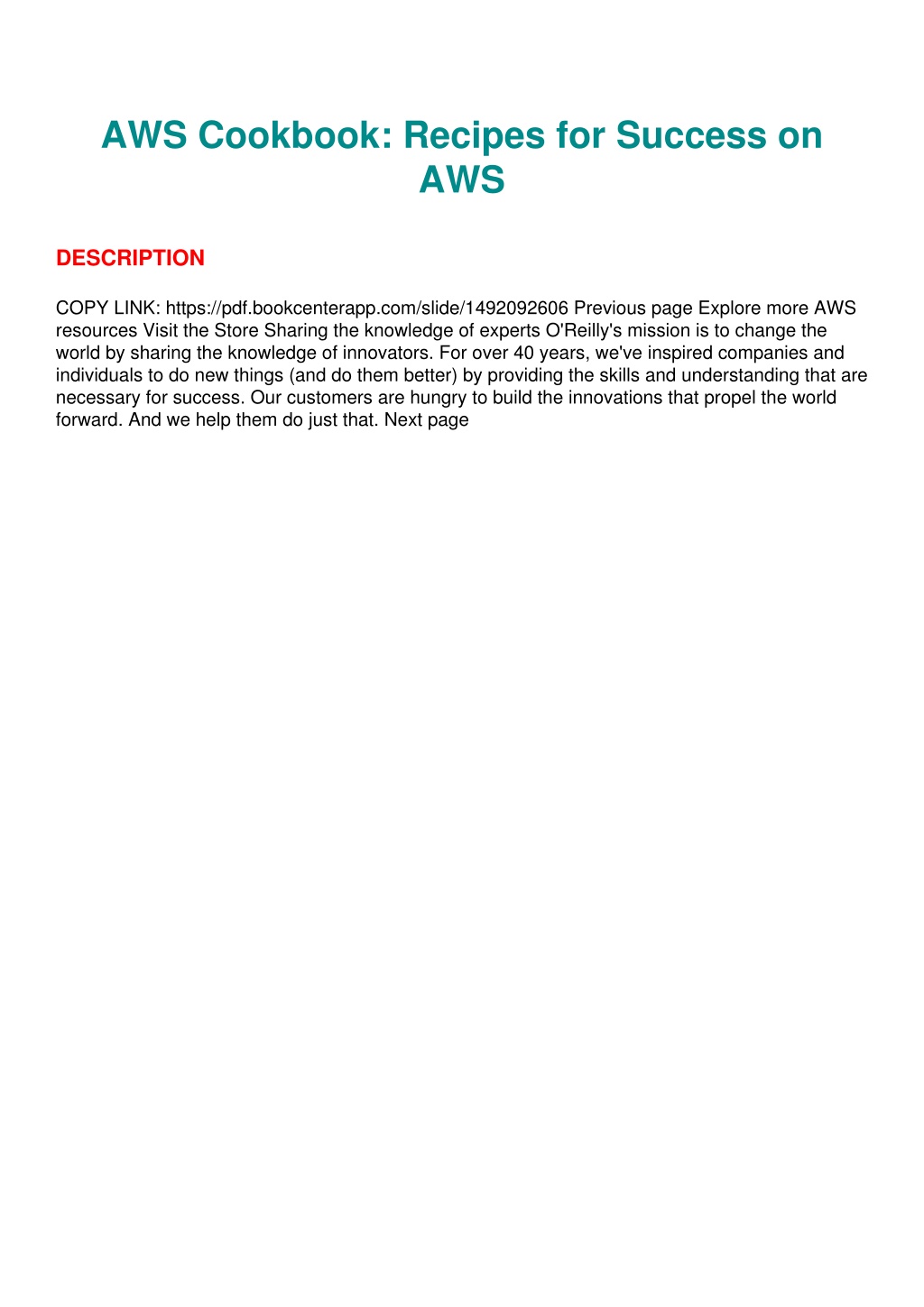PPT - _PDF_ AWS Cookbook: Recipes For Success On AWS PowerPoint ...