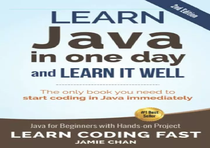 Ppt pdf java learn java in one day and learn it well java for