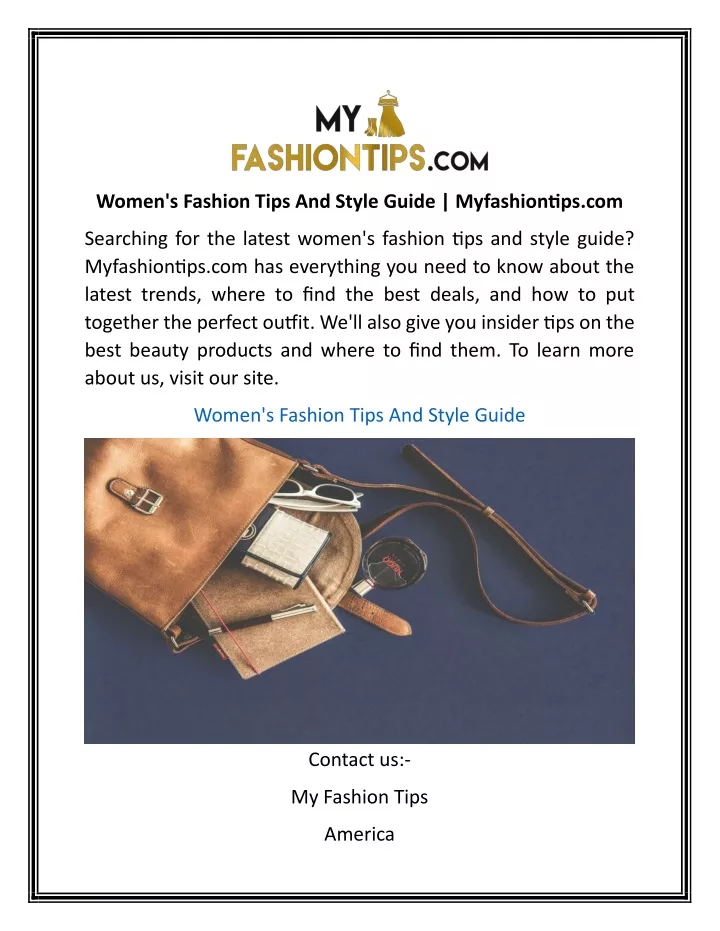 PPT - Women's Fashion Tips And Style Guide | Myfashiontips.com ...