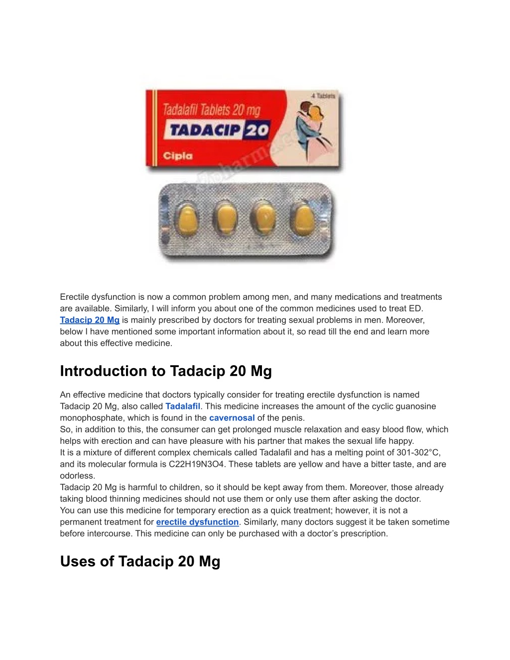 PPT - Tadacip 20 Mg Tadalafil 20 Mg Tablet PowerPoint Presentation ...