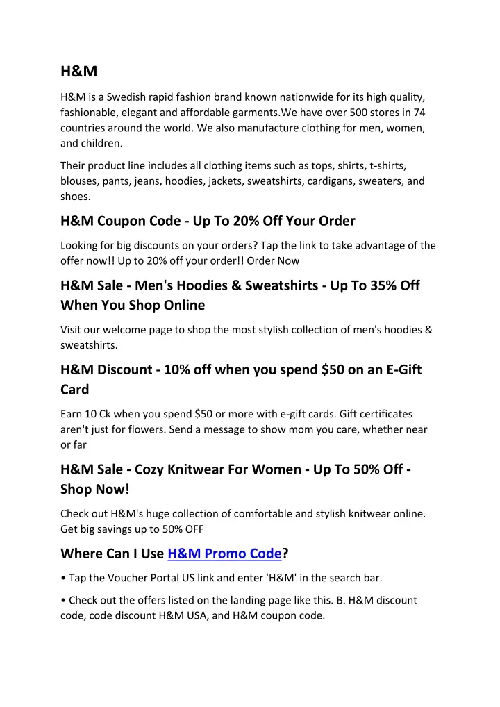 PPT H&M Promo CodeUSA PowerPoint Presentation, free download ID