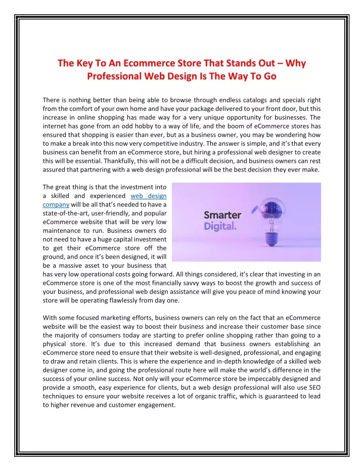 the key to an ecommerce store that stands n.