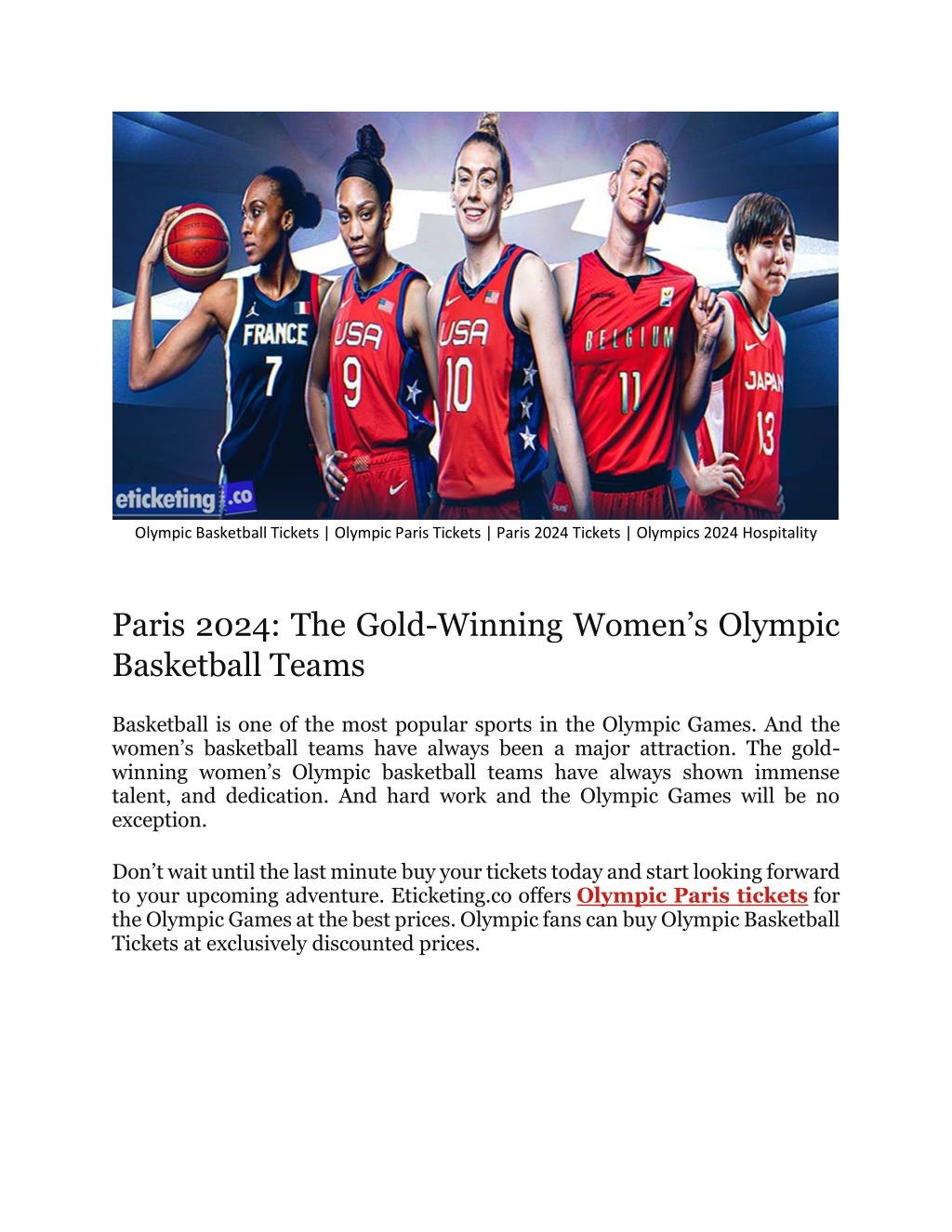 PPT Paris 2024 Olympic Basketball and road to gold medal at Olympic
