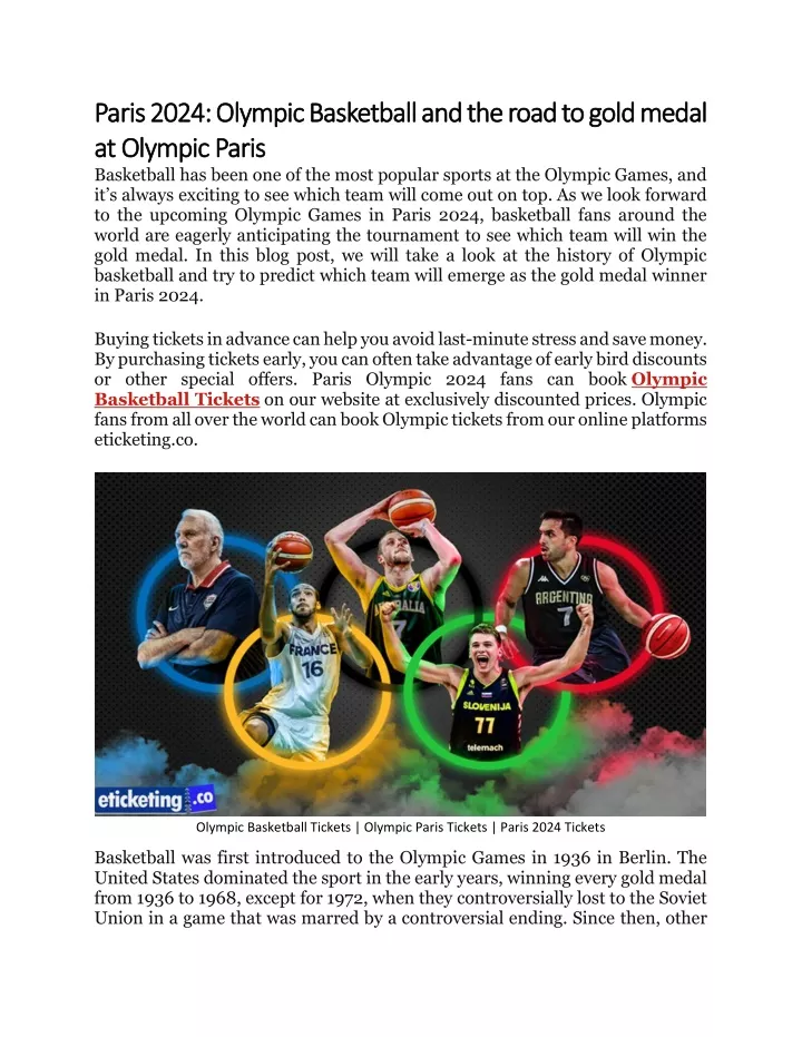 PPT Paris 2024 Olympic Basketball and road to gold medal at Olympic