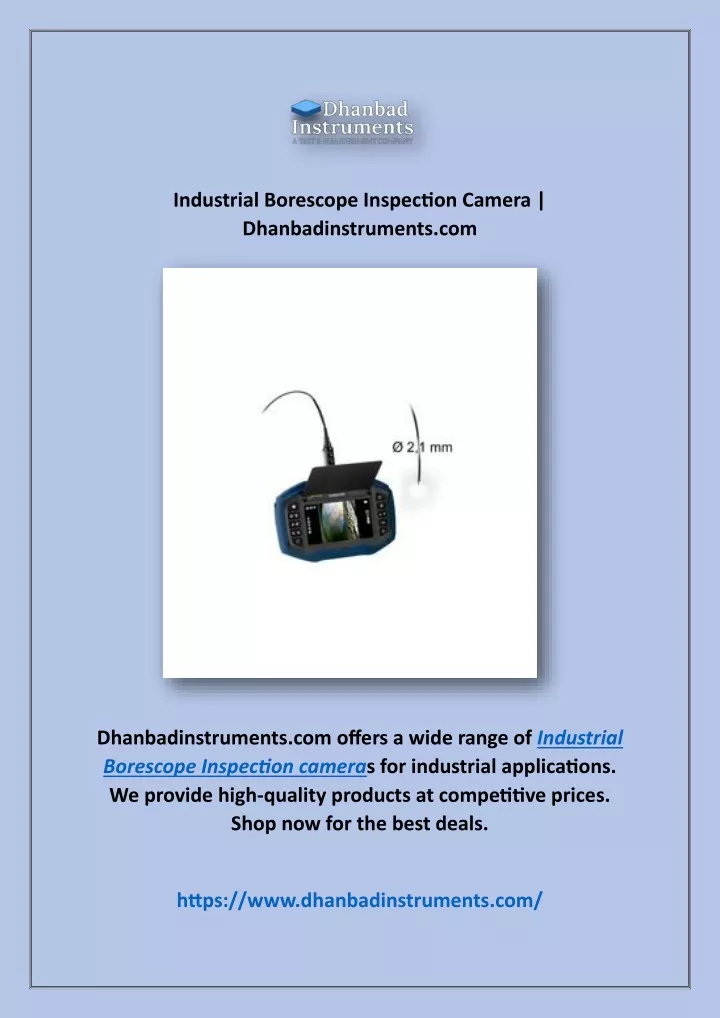 PPT Industrial Borescope Inspection Camera