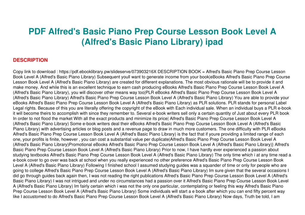 Ppt Pdf Alfred S Basic Piano Prep Course Lesson Book Level A Alfred Ppt Pdf Alfred S Basic Piano Prep Course Lesson Book Level A Alfred
