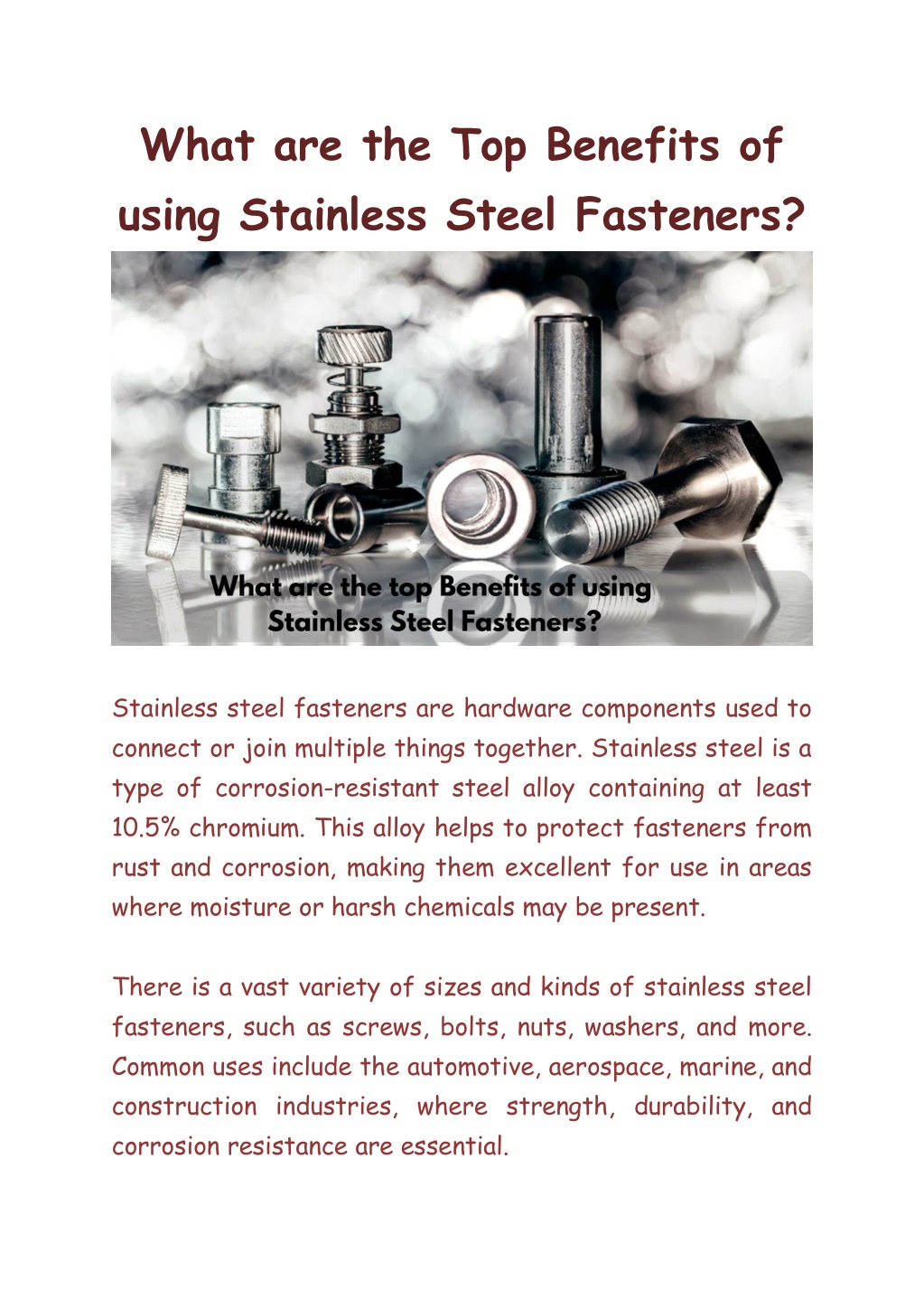 Ppt What Are The Top Benefits Of Using Stainless Steel Fasteners Southern Controls Powerpoint