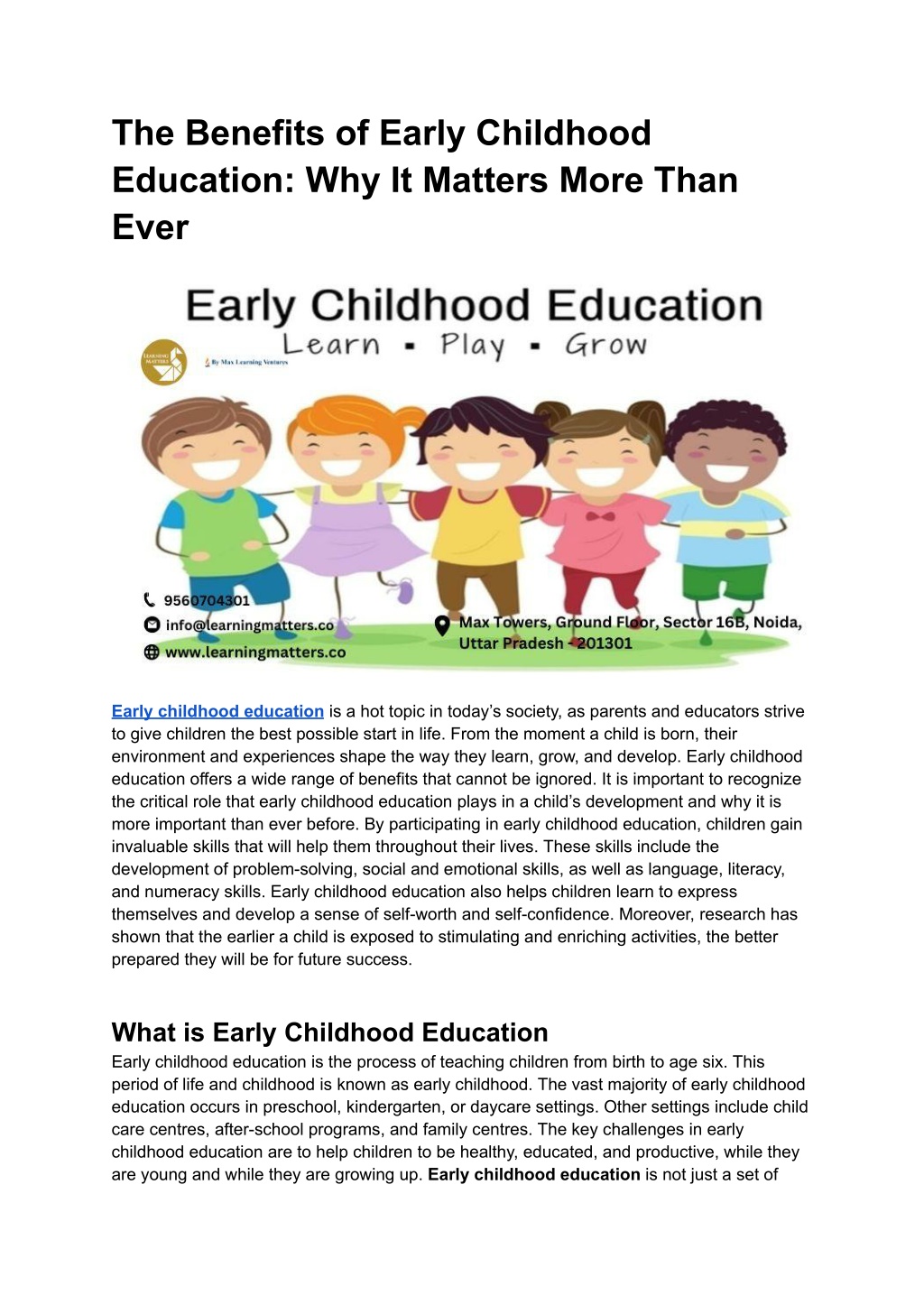 early childhood education articles 2022