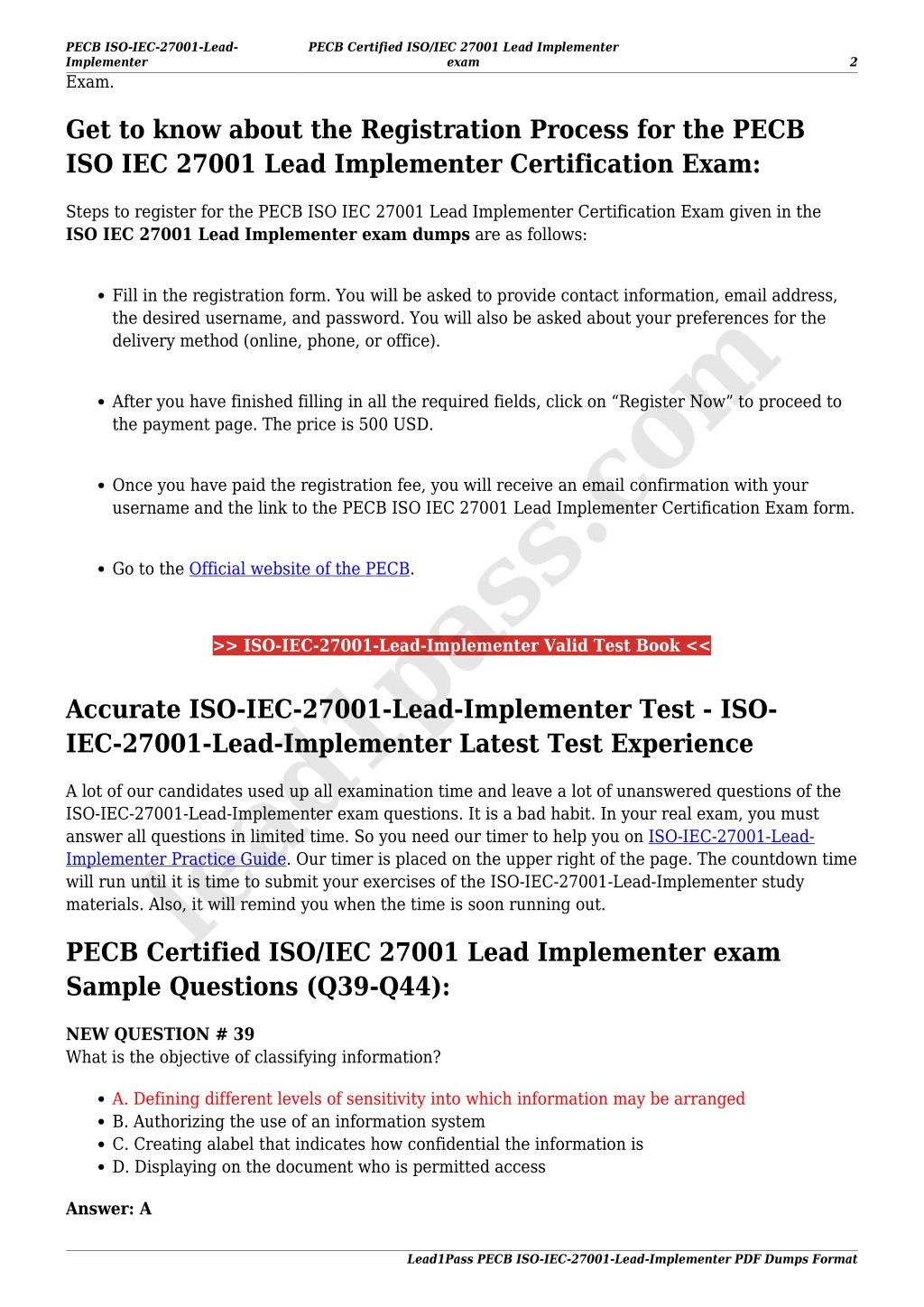 PPT - Lead1Pass PECB ISO-IEC-27001-Lead-Implementer PDF Dumps Format ...