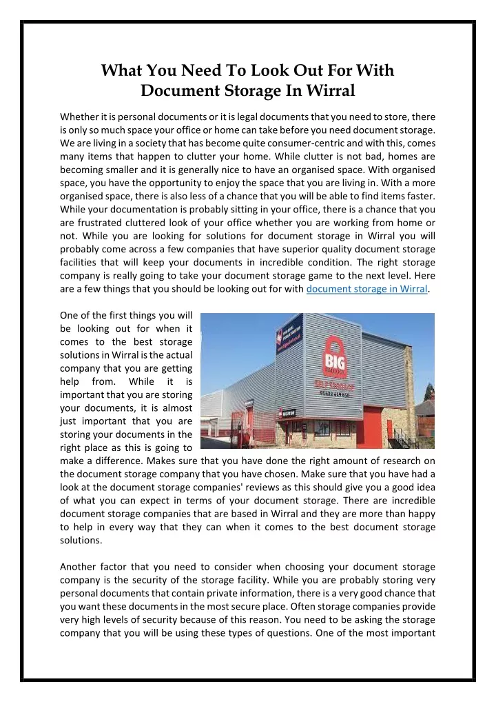 PPT What You Need To Look Out For With Document Storage In Wirral