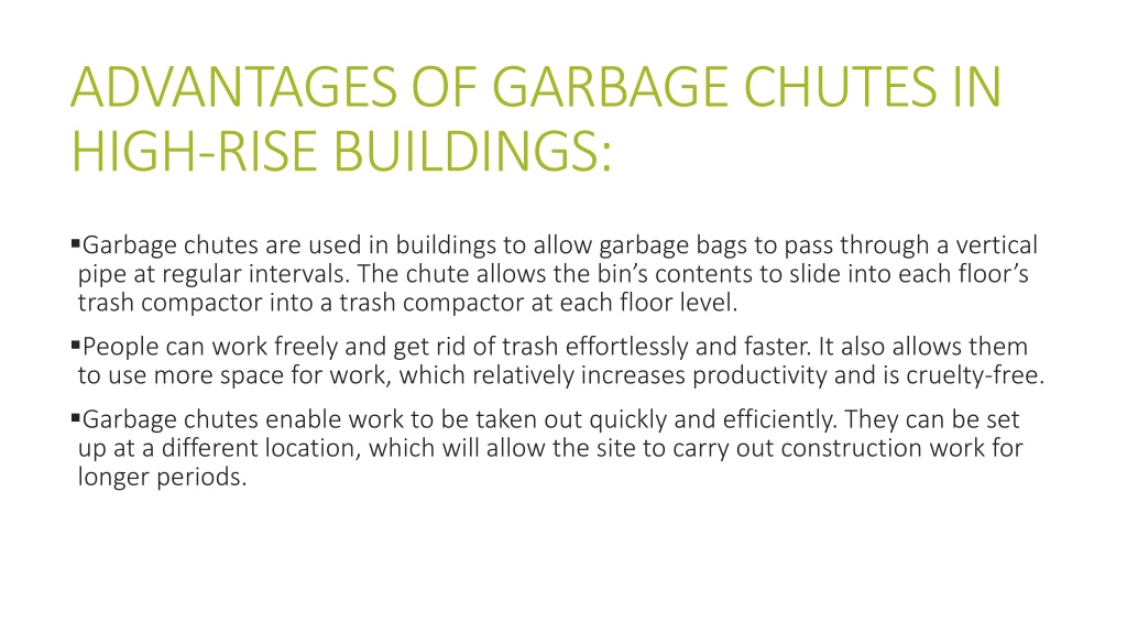 PPT Why Debris Garbage Chute System Is Vital For High Rise Buildings PowerPoint Presentation