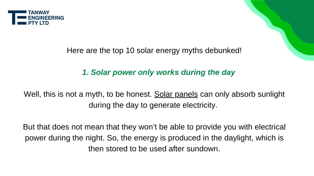 PPT - Top 10 Solar Energy Myths Debunked! PowerPoint Presentation, Free ...