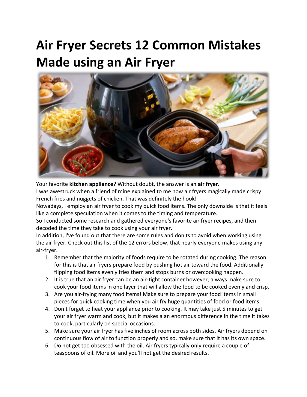 PPT - Air Fryer Secrets 12 Common Mistakes Made using an Air Fryer ...