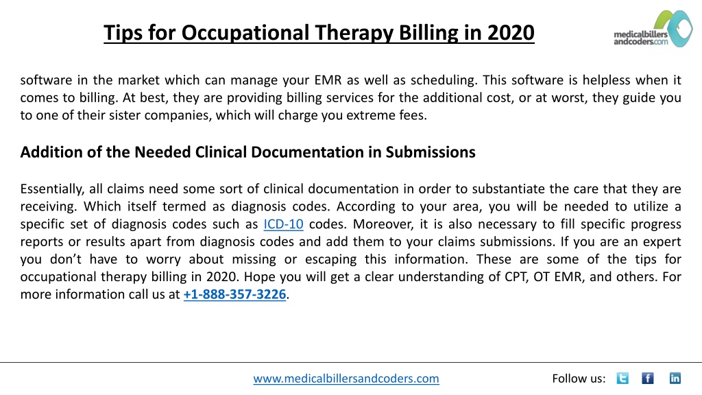 Ppt Tips For Occupational Therapy Billing In 2020 Powerpoint