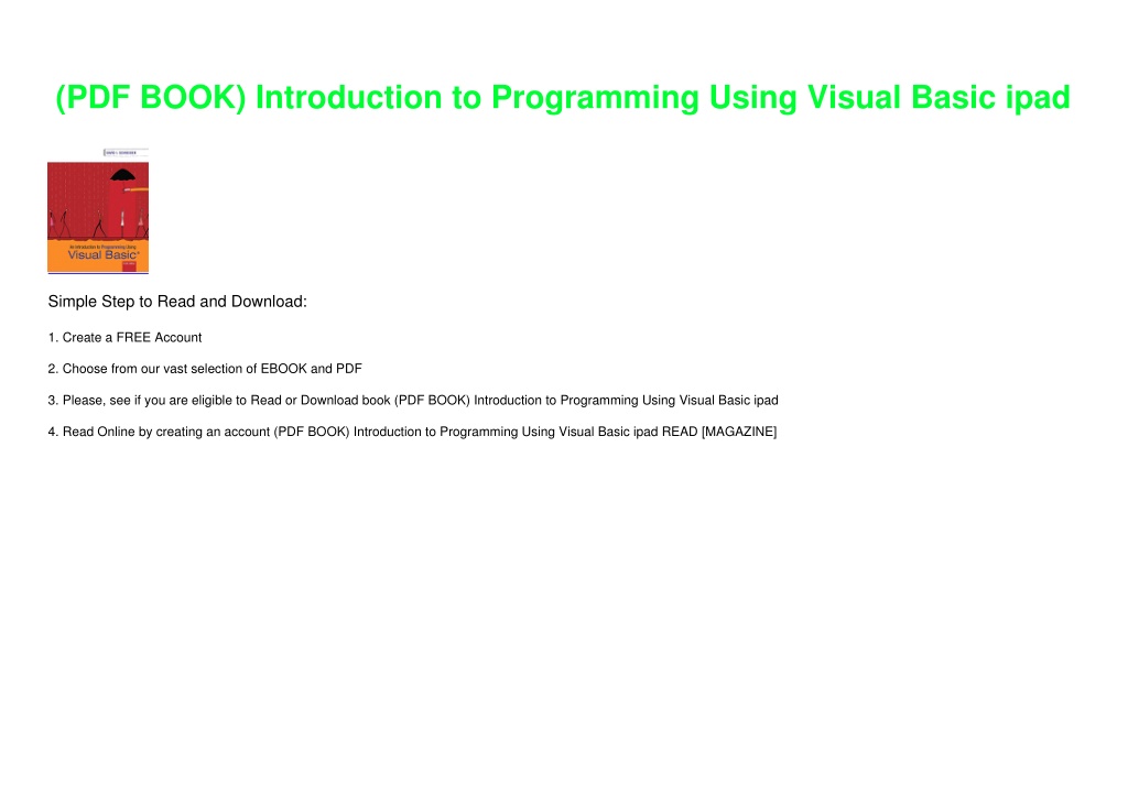 PPT - (PDF BOOK) Introduction To Programming Using Visual Basic Ipad ...