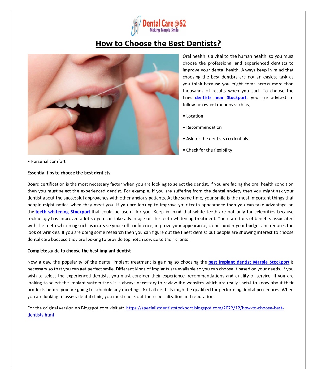 PPT - How to Choose the Best Dentists? PowerPoint Presentation, free ...