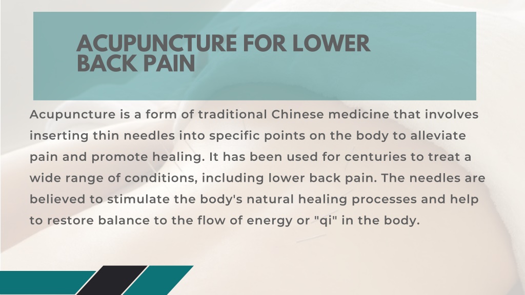 PPT ACUPUNCTURE AS AN EFFECTIVE TREATMENT FOR LOWER BACK PAIN AND hEADACHE PowerPoint