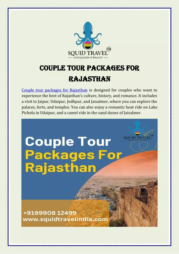 couple tour packages for rajasthan