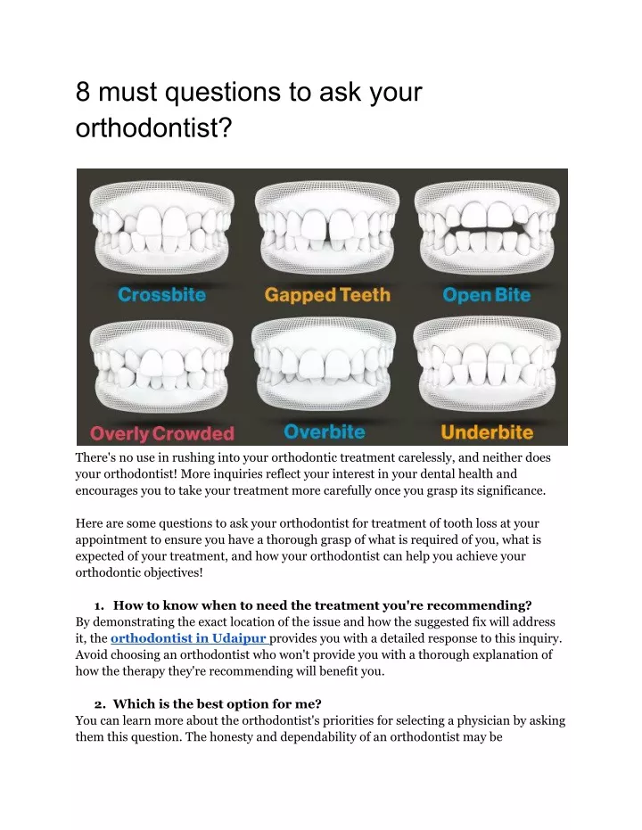 Ppt 8 Must Questions To Ask Your Orthodontist Powerpoint Presentation Id12068595 