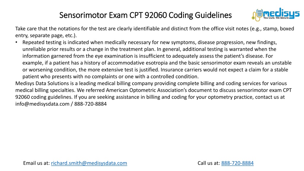 PPT - Sensorimotor Exam CPT 92060 Coding Guidelines PowerPoint