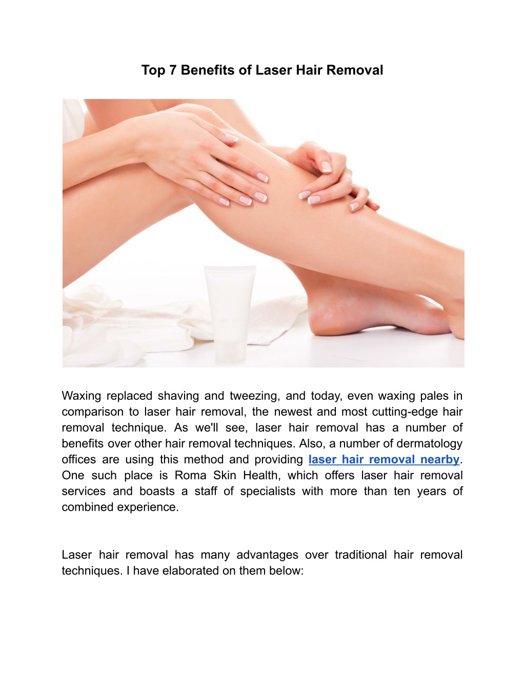 Ppt Top 7 Benefits Of Laser Hair Removal Powerpoint Presentation