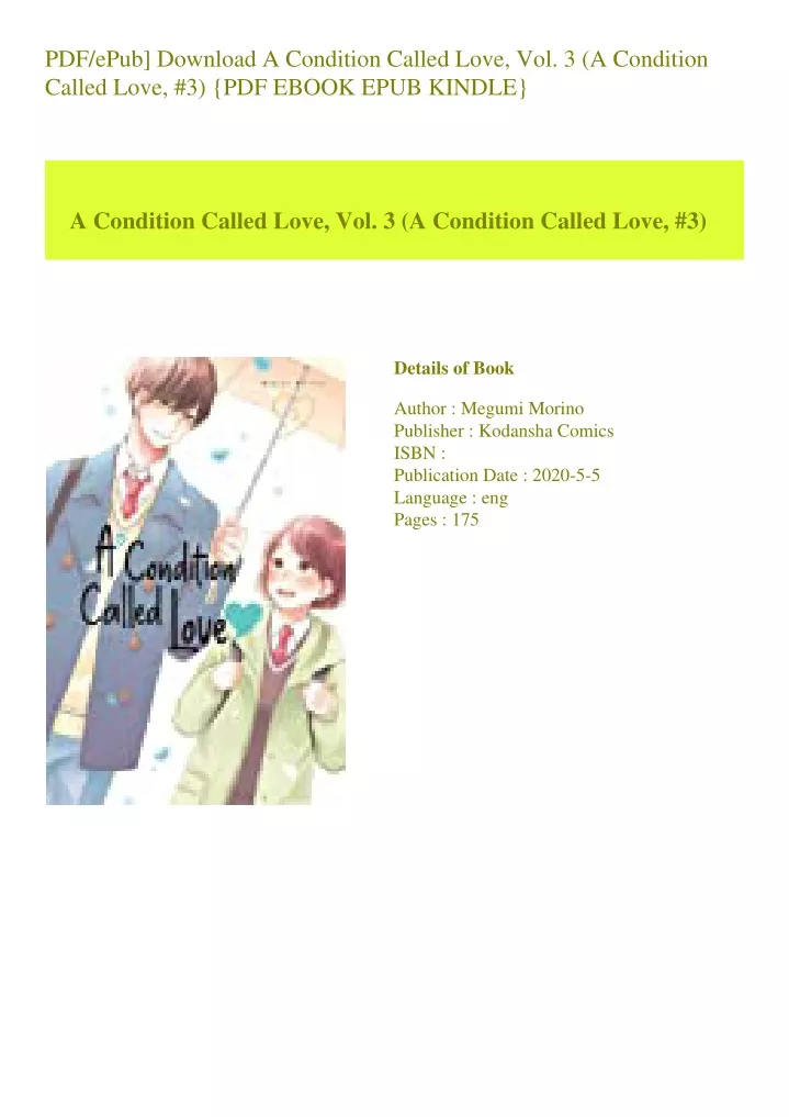 Pdf Epub Download A Condition Called Love N 