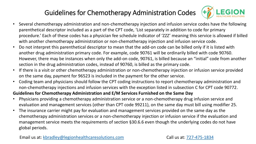 PPT Guidelines for Chemotherapy Administration Codes PowerPoint