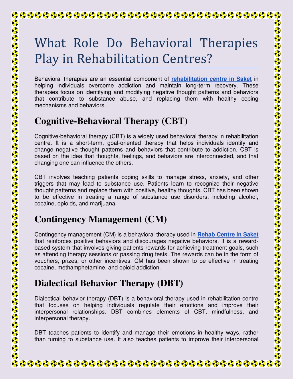 PPT What Role Do Behavioral Therapies Play in Rehabilitation Centres