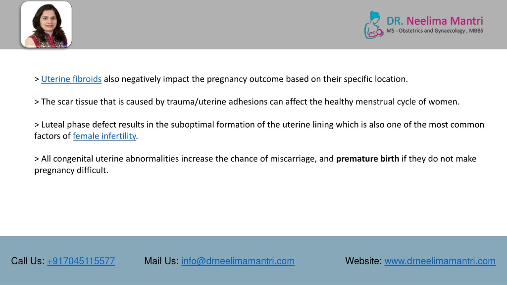 Ppt What Is Uterine Abnormality How Does It Affect Fertility Dr Neelima Mantri Powerpoint 