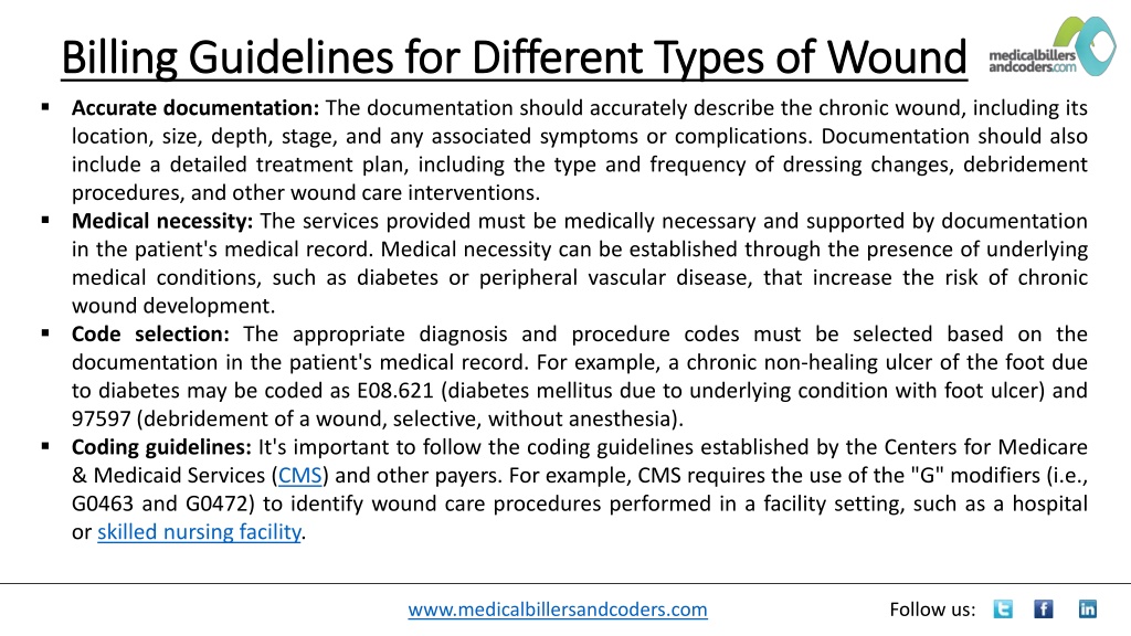 Ppt Billing Guidelines For Different Types Of Wound Powerpoint