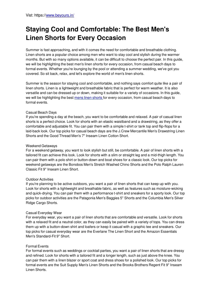 PPT Staying Cool and Comfortable_ The Best Men's Linen Shorts for