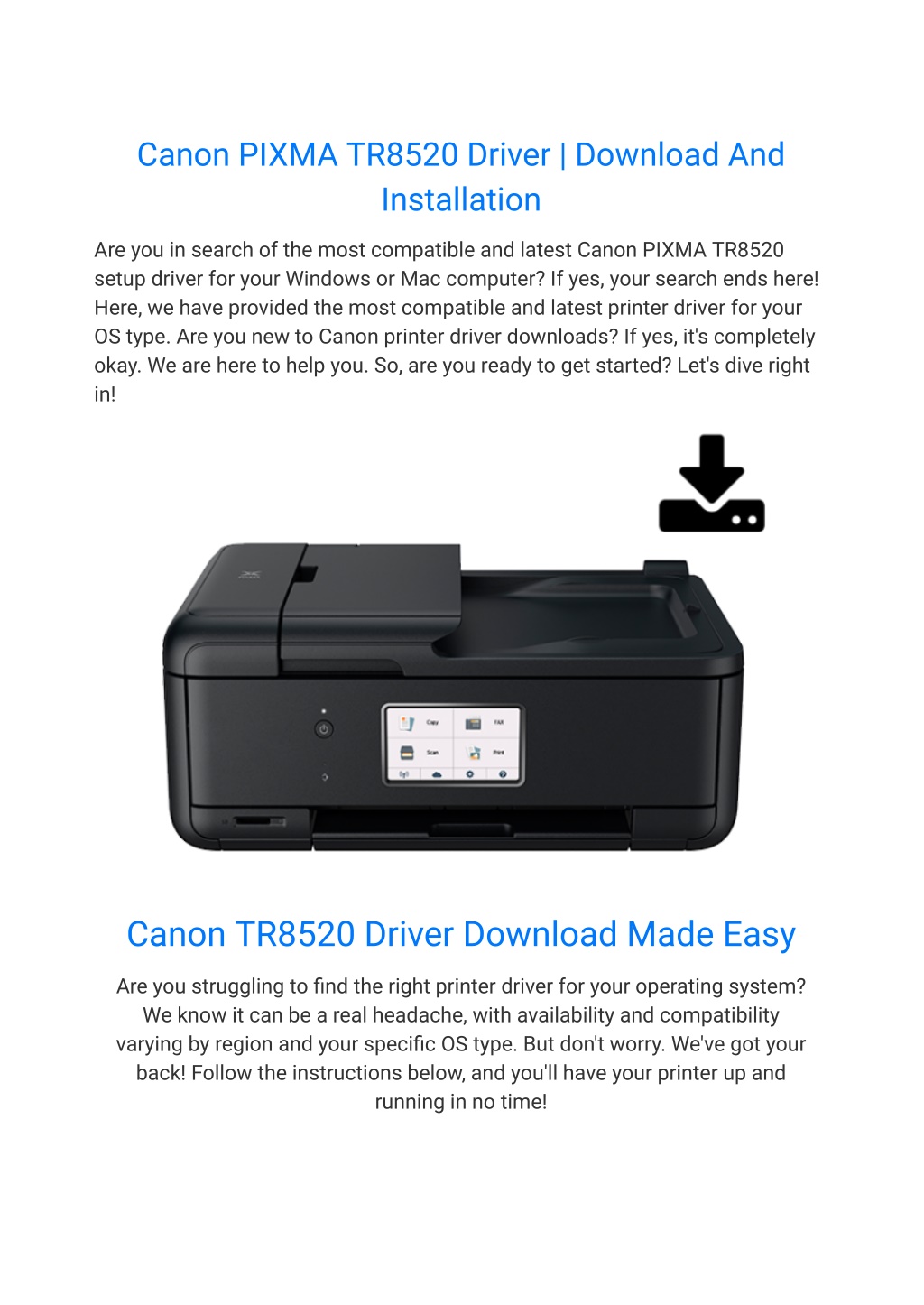 Ppt Canon Pixma Tr8520 Driver Download And Installation Powerpoint Presentation Id12075569 9444