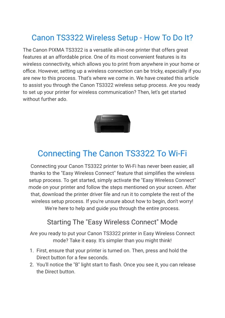PPT Canon TS3322 Wireless Setup How To Do It PowerPoint