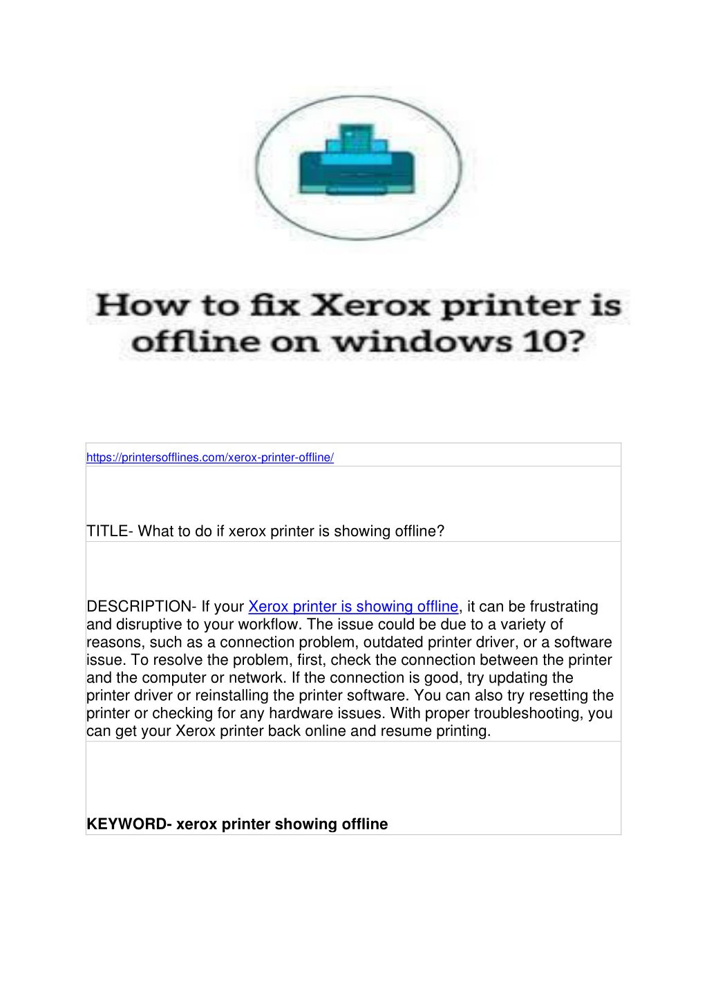PPT What to do if xerox printer is showing offline? PowerPoint