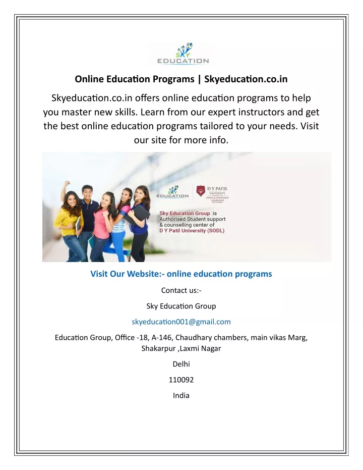 PPT Online Education Programs Skyeducation.co.in PowerPoint