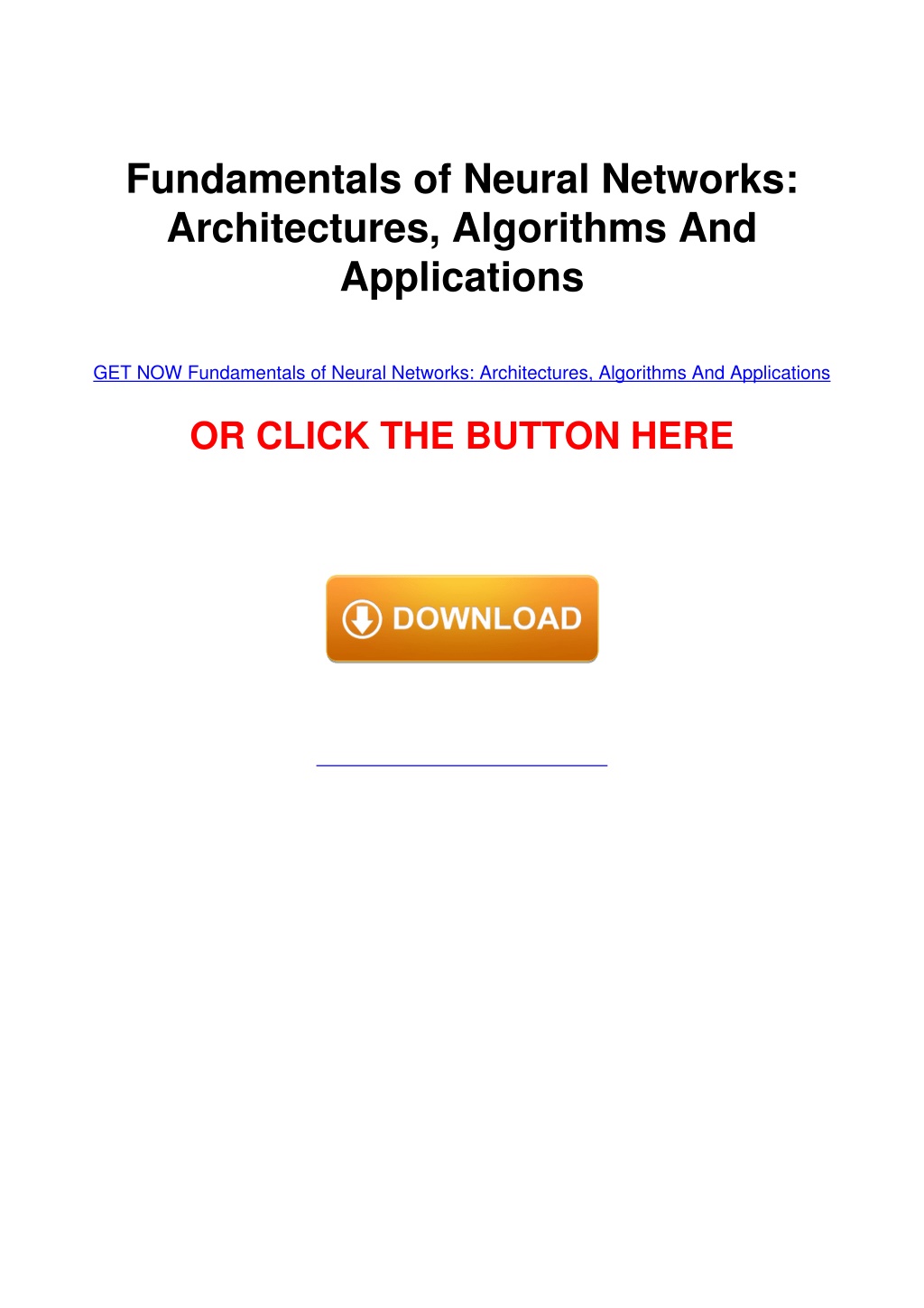 PPT - Book ️[READ] ️ Fundamentals Of Neural Networks: Architectures ...