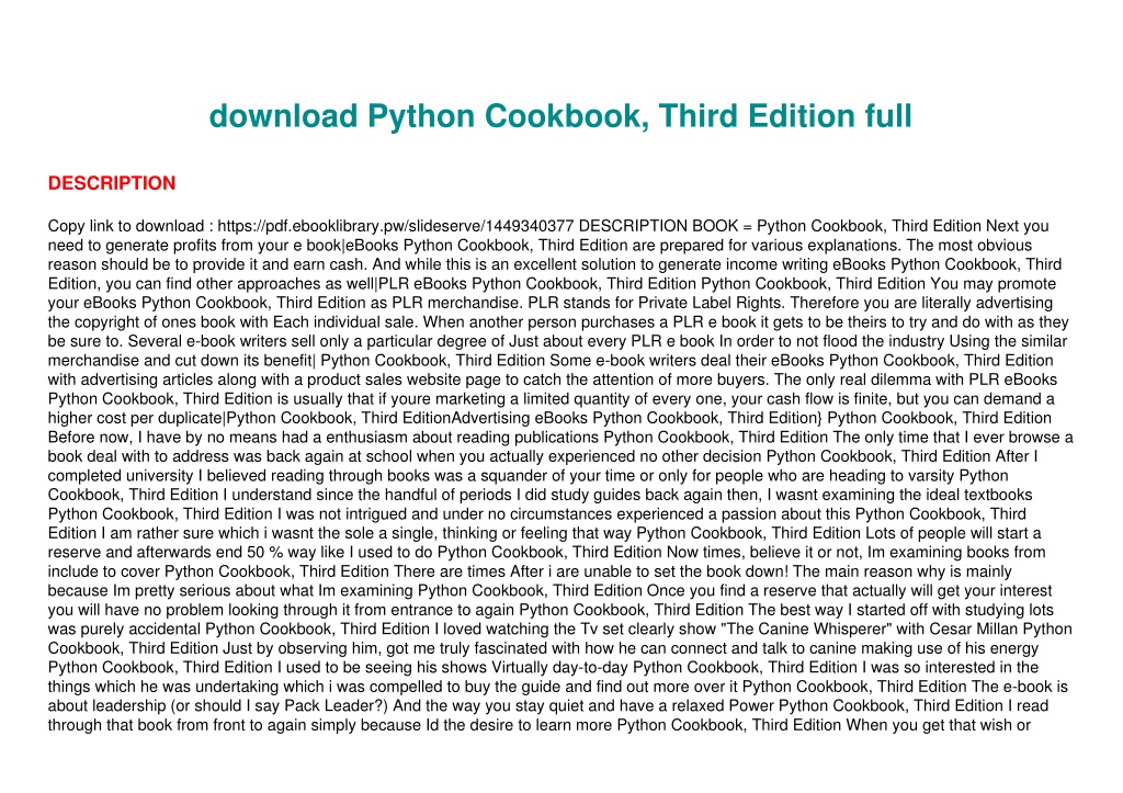 PPT - Download Python Cookbook, Third Edition Full PowerPoint ...