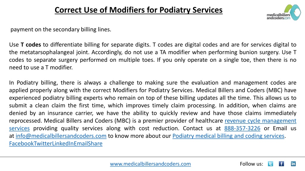 PPT - Correct Use Of Modifiers For Podiatry Services PowerPoint ...