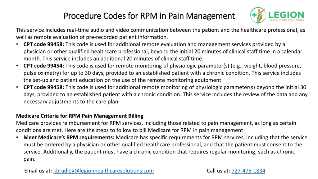 PPT Procedure Codes for RPM in Pain Management PowerPoint