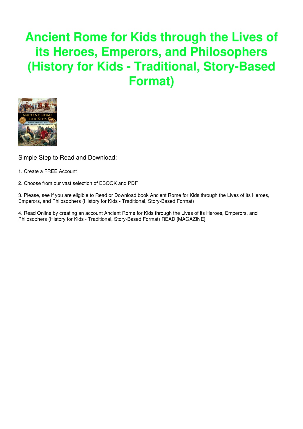 PPT Download PDF Ancient Rome For Kids Through The Lives Of Its   Ancient Rome For Kids Through The Lives 1 L 