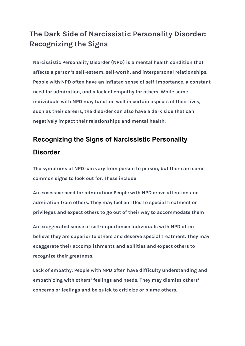 Ppt The Dark Side Of Narcissistic Personality Disorder Recognizing