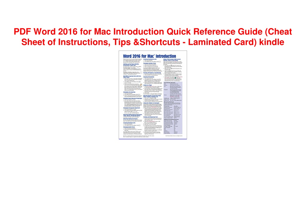 Ppt Pdf Word 2016 For Mac Introduction Quick Reference Guide Cheat Sheet Of Instruc 7006